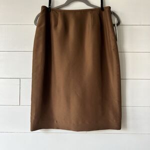 NWT 100% Silk Kasper Copper Brown Back Zip Fully Lined Pencil Skirt Size 4
